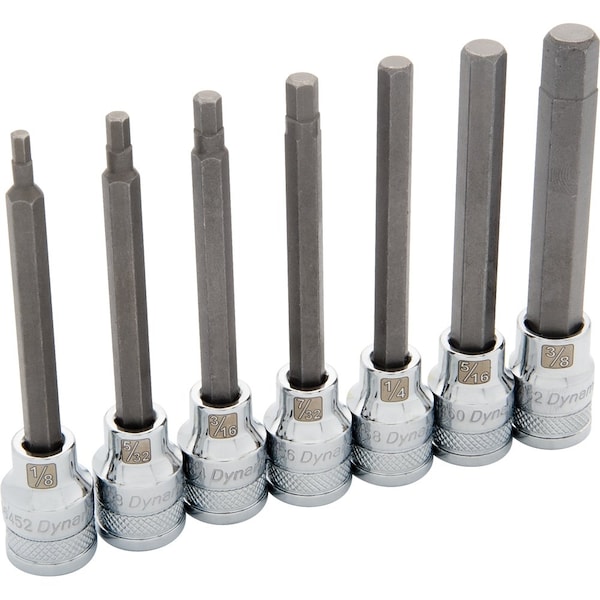 Tools 3/8" Drive 7 Piece SAE, Long Hex Socket Set, 1/8" - 3/8"